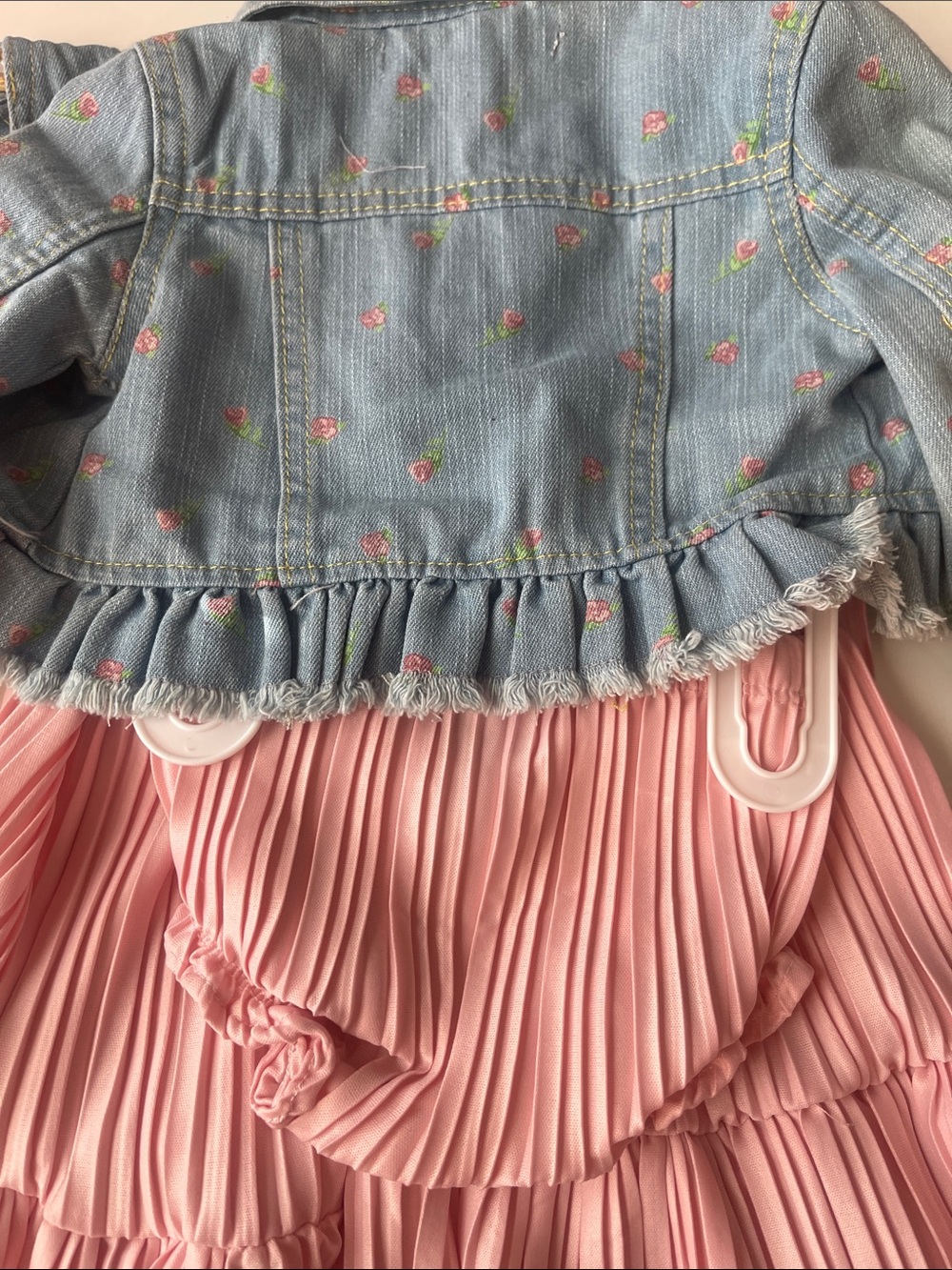 Nanette Baby Light Blue Denim Jacket with Pink Dress - Picture 6 of 7